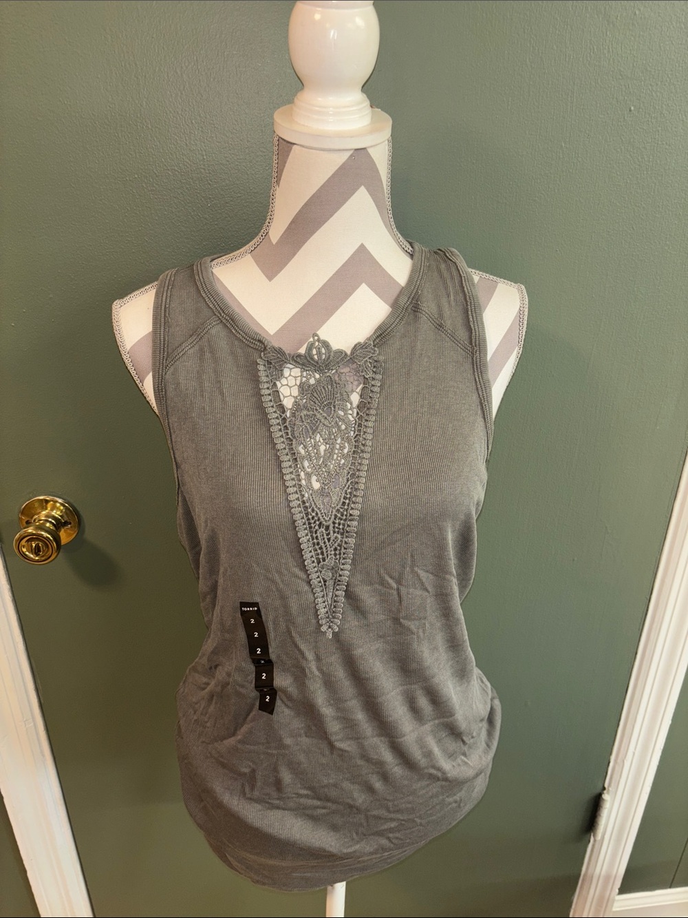 torrid Green Crochet-Inset Tank Top